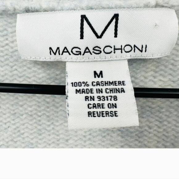 Magaschoni 100% Cashmere Open Cardigan Size Medium in Light Ice Blue Marled - Picture 8 of 8
